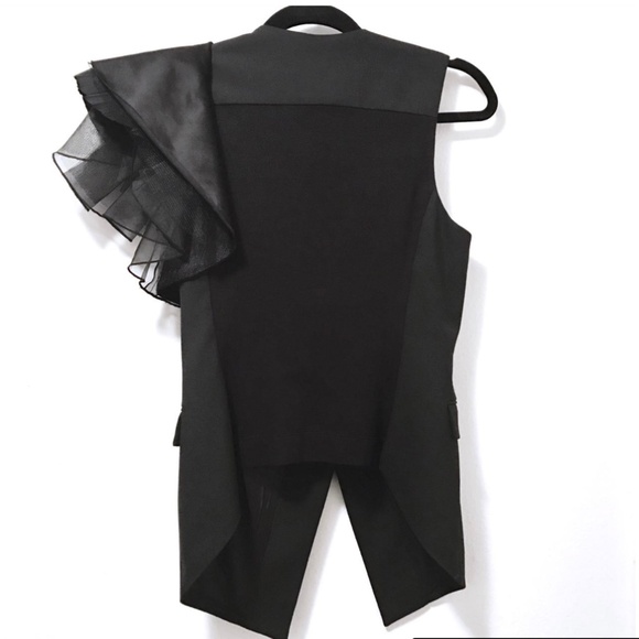 BCBGMAXAZRIA Alexandria Vest Puff One Shoulder Black Size Small - Picture 5 of 16